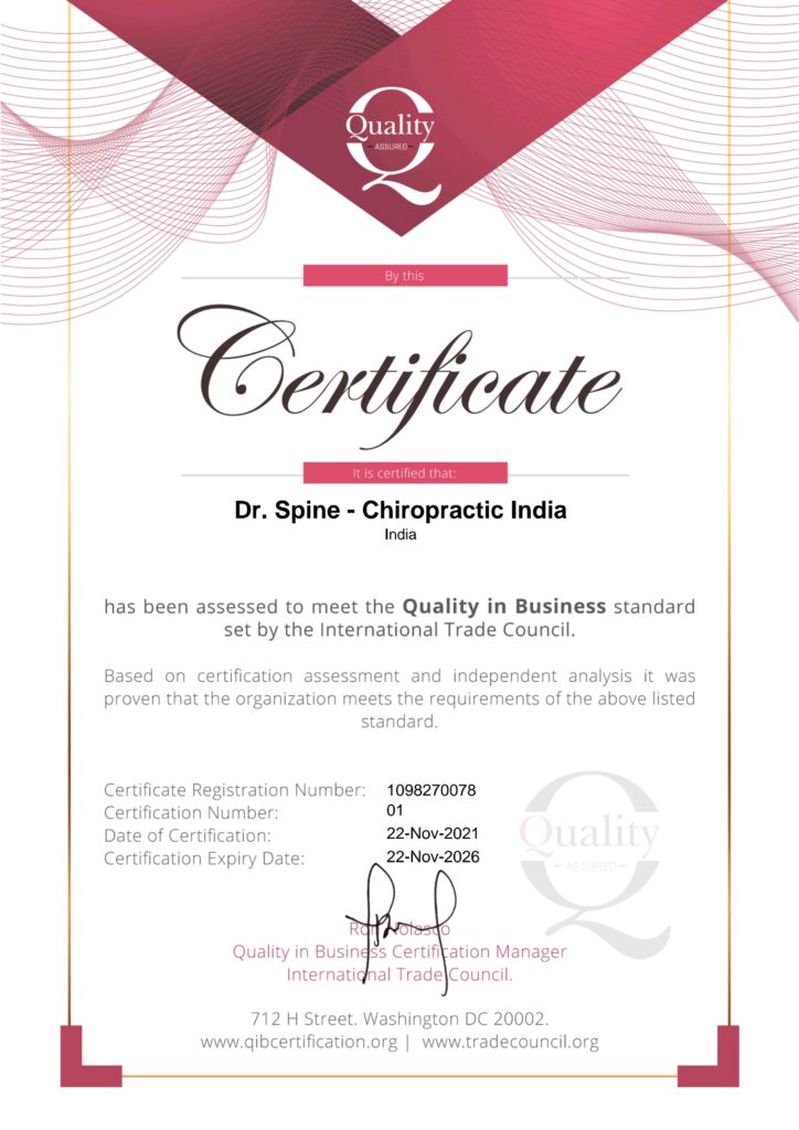 QIB Certificate - Dr. Spine - Chiropractic India